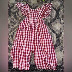 Baileys blossom boutique red plaid jumpsuit